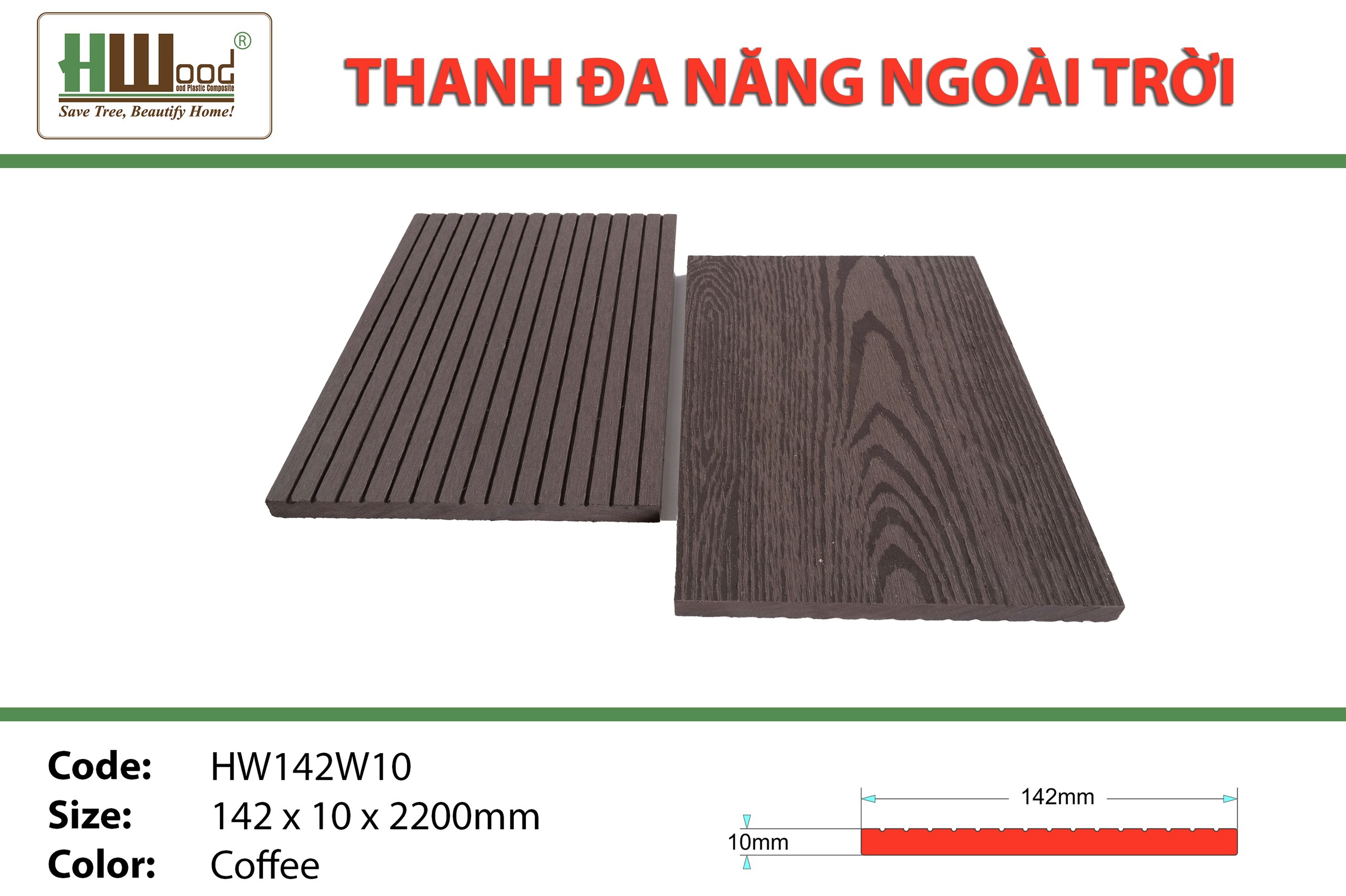 Gỗ nhựa ngoài trời Hwood Bình Dương cafe